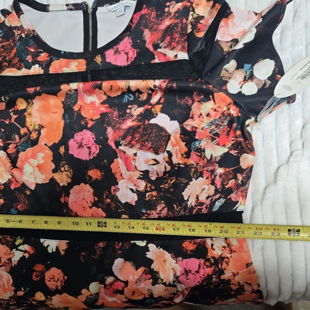 Boutique Floral Midi Dress NWT Sz 2x Sheer Detail - Picture 10 of 10